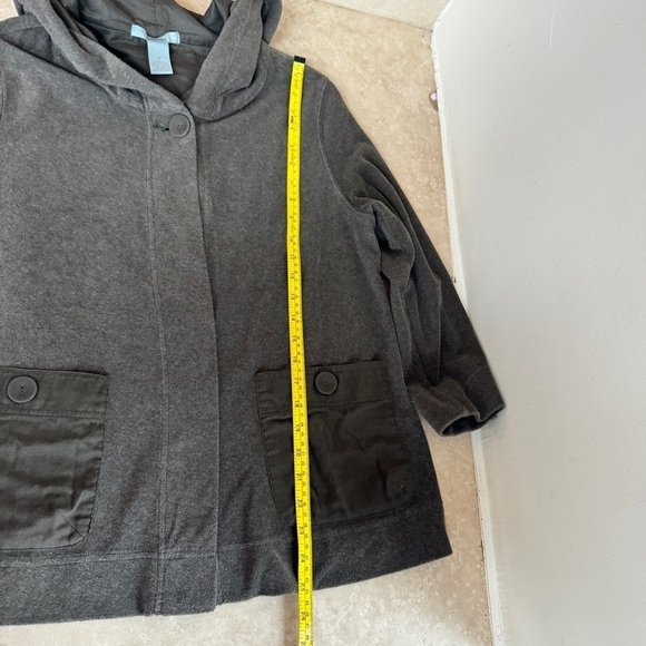 Nurture Gray ONe Button Long Sleeve Hooded Jacket Womens Size L Pockets - Picture 11 of 14